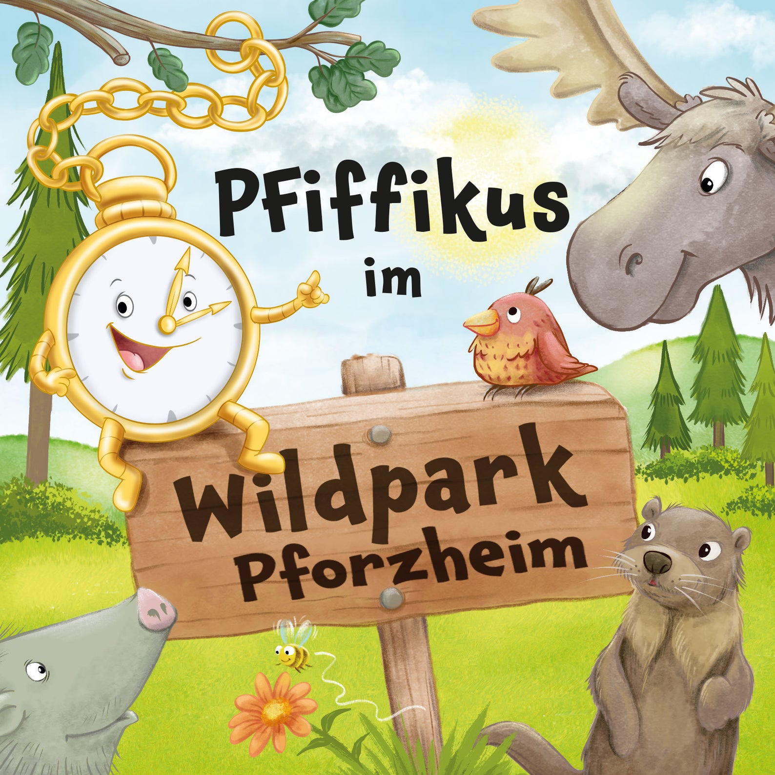 PFiffikus im Wildpark Pforzheim Titelseite, Illustration Kinderbuch